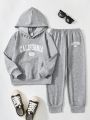 Toddler Boys' Letter Print Long Sleeve Hoodie And Pants Set, Autumn/winter