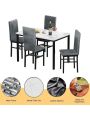 Dining Table Set for 4,5 Piece Dining Table Set with Faux Marble Tabletop Dining Table and 4 Dining Chairs, Modern Dining Table Set for Kitchen Dining Room Living Room