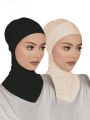 2pcs/set Women's Fashionable Solid Color Cap And Scarf Set, Suitable For Daily Wear With Middle Head Wrap Hat