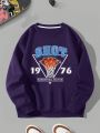 Men Basketball And Letter Graphic Thermal Lined Sweatshirt