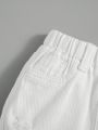 SHEIN Baby Boy's Casual Mid-Waist Elastic Band Irregular Cut Ripped Denim Shorts