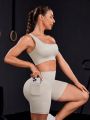 SHEIN Yoga Basic Women's Solid Color Slim Fit Sports Set
