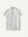 Cozy Cub Baby Boys' Whale Striped Short Sleeve Collared Shirt And Romper
