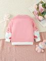 Baby Girls' Pink Balloon & Bear Patterned Fun & Cute Sweatshirt