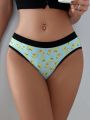 SHEIN 3pcs/set Women's Cute Colorblock Triangle Panties With Duckling Pattern