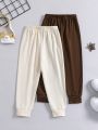 SHEIN Toddler Boys' Casual Style Solid Color Sweatpants Set