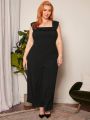 SHEIN CURVE+ Plus Size Women's Ruffled Back Knotted Jumpsuit