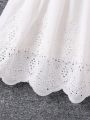 SHEIN Kids SUNSHNE Girls' Ruffle Edged Crochet Trimmed Cut-Out Embroidered Dress