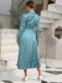 Women'S Full Print Long Sleeve Maxi Dress