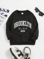 Girls' Casual Sweatshirt With 'self' Letter Print Design And Round Neck