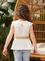 SHEIN Kids Nujoom Toddler Girls' Ruffle Detail Belted Blouse
