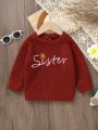 Baby Girl Letter Graphic Raglan Sleeve Sweater