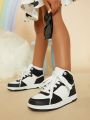 Girls Two Tone Lace Up Front High Top Sneakers