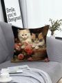Cat Printed Pillow Case