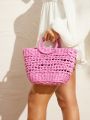 SHEIN VCAY Vacation Double Handle Straw Bag