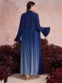 SHEIN Najma Women's Gradient Pleated Arabic Robe Modest Full Length Abaya