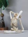 1pc Halloween Yoga Skeleton Statue Skull Polyresin Craft Ornament Photography Prop