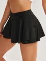 Daily&Casual Solid Color Asymmetrical High-Waisted Skorts For Women's Sports