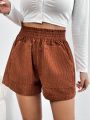 SHEIN Essnce Ladies' Elastic Waistband Shorts With Pockets