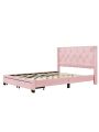 Upholstered Queen Size Storage Bed Linen Upholstered Platform Bed with Two Drawers