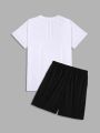 Daily&Casual Men Letter Graphic Tee With Track Shorts