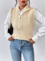 SHEIN Essnce 1pc Half Zip Cable Knit Sweater Vest