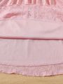 Tween Girls' Gentle Fairy Lace Pink Short Sleeve Dress
