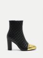 SHEIN BIZwear Women's Fashion Colorblock Ankle Boots