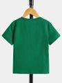 SHEIN Kids QTFun Young Boys' Bear & Slogan Pattern Casual Comfortable Short Sleeve T-Shirt