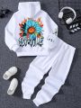 Teen Girls' Floral Printed Hoodie And Sweatpants Set