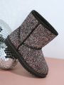Girls Glitter Detail Slip On Plush Inside Boots