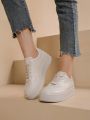 Autumn Fashionable Casual Chunky Heel Lace-up Women's Sneakers, Height Increasing, Versatile For Students