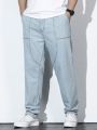 Extended Sizes Men's Plus Size Denim Pants With Slanted Pockets