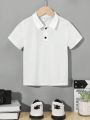 SHEIN Kids Academe 2pcs Young Boy Short Sleeve Polo Shirts