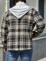 Manfinity Homme Men's Plus Size Plaid Hooded Shirt Jacket
