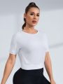 Daily&Casual Back Crossed Mesh Insert Athletic T-Shirt