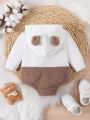 Baby Boys' Embroidered Bear 3d Ears Hooded Romper