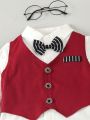 Baby Boys' Gentleman Outfit, 3pcs/Set, Including Bow-Tie Shirt, Double Breasted Vest And Long Pants