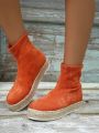 Women's Orange Rope Fashionable Boots For Autumn And Winter