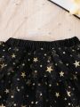 SHEIN Kids QTFun Little Girls' Mesh Skirt With Gold Foil Star Print