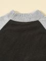 SHEIN Kids HYPEME Tween Boy Letter Pattern Raglan Sleeve Sweater