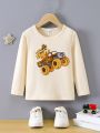 Toddler Boys' Cartoon Printed Round Neck Long Sleeve T-shirt, Spring And Autumn