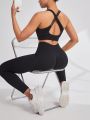 Yoga Basic Seamless Women's Black Sports Crossed Back Vest
