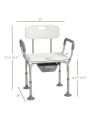 HOMCOM 3-in-1 Shower Chair with Handles and Footpads for Elderly, White