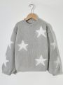 SHEIN Kids EVRYDAY Young Girls' Star Pattern Sweater Pullover