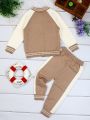 Baby Boys' Color Block Macau Pattern Cardigan, Sweater And Pants Set