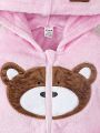 Baby Boys' Teddy Bear Embroidery Hooded Coat And Pants Winter Outfit