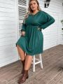 EMERY ROSE Plus Size Solid Color Dress With Diagonal Pocket