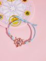 SHEIN X Cardcaptor Sakura 3pcs Colorful Adjustable Bracelet With Shiny Water Drop Pendant