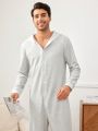 Men'S Hooded Long Sleeve Jumpsuit Home Clothes